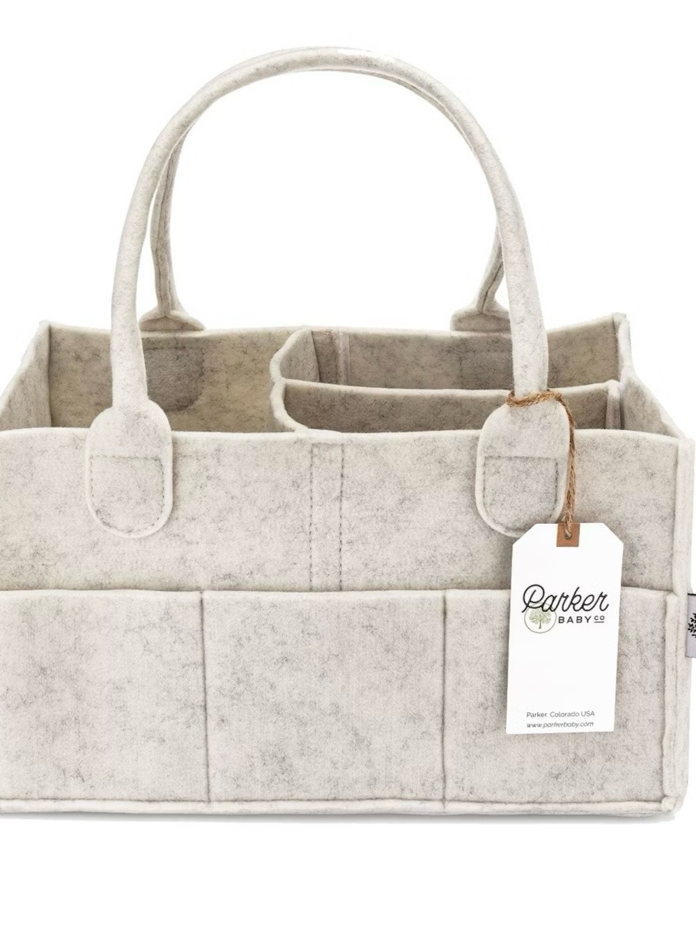 Parker Baby Co. Felt Diaper Caddy Large - White